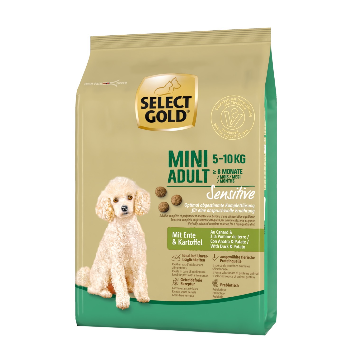 SELECT GOLD Hundetrockenfutter SELECT GOLD Sensitive Mini Adult Ente & Kartoffel 1 kg