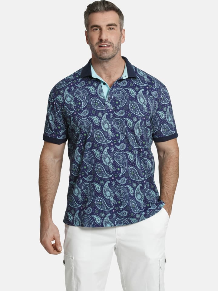 Charles Colby Poloshirt EARL SUITBERT in blau gemustert günstig kaufen XXL