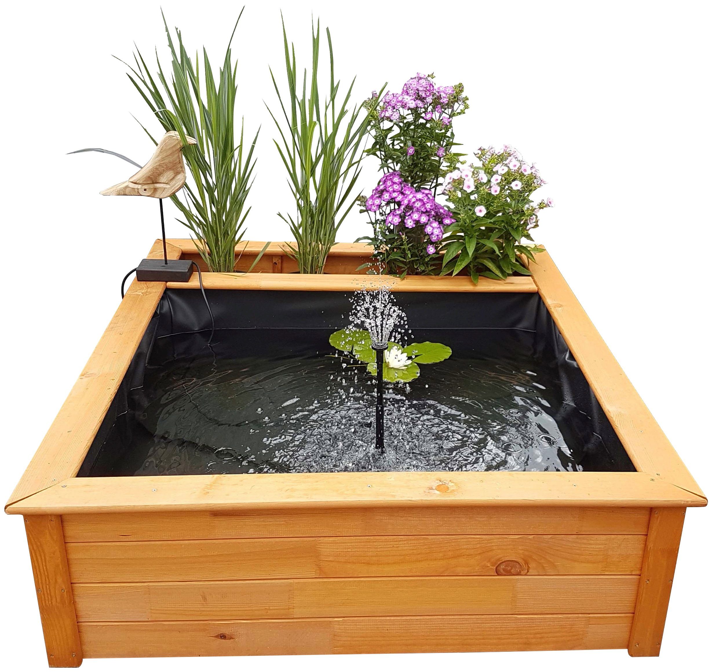 promadino Hochteich, BxTxH: 146x127x40 cm, 500 l, (Set), inkl. Solarpumpe