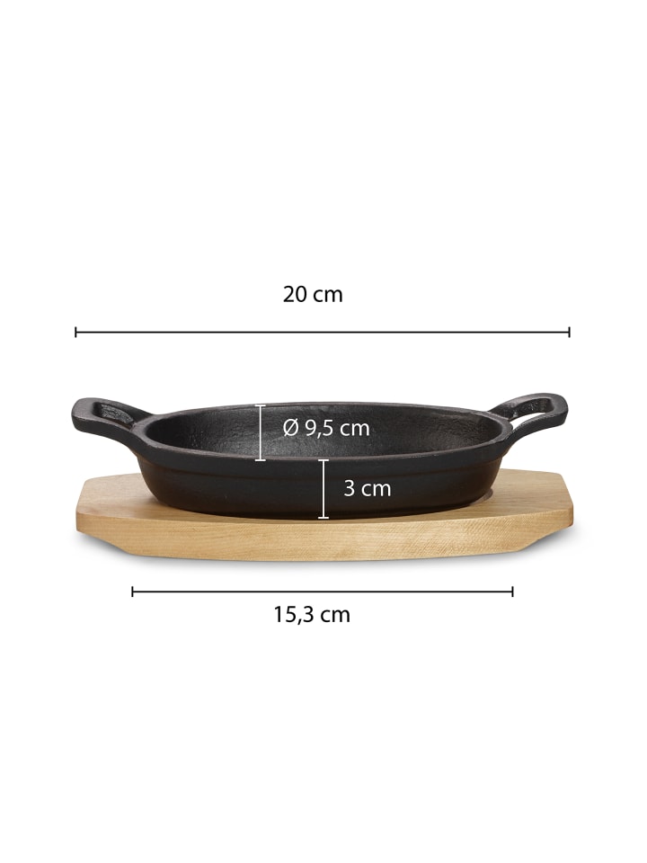 Echtwerk 2 tlg. Set Gusseisen Auflaufform mit Servierbrett in Schwarz günstig kaufen onesize