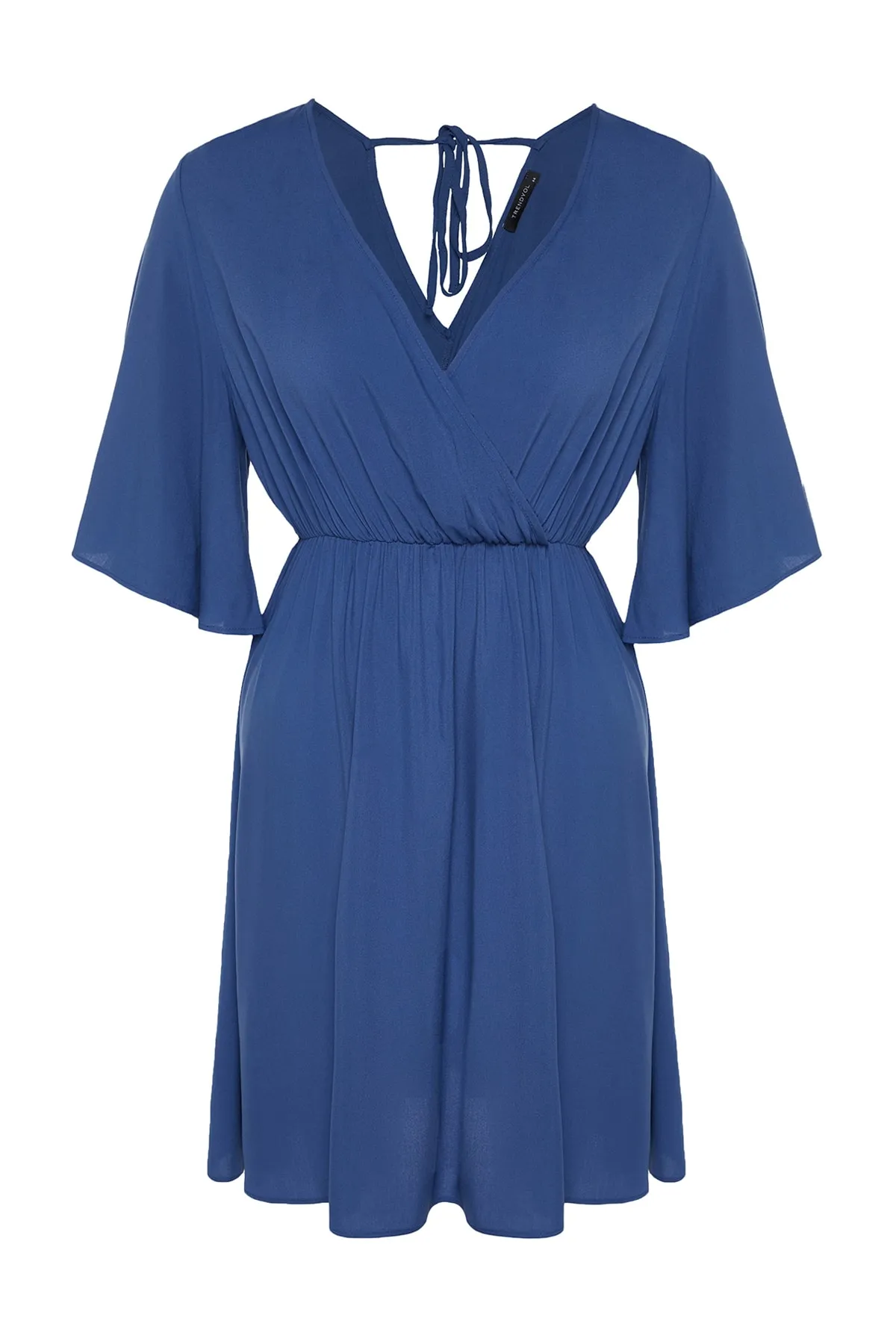 Trendyol Curve  Indigoblaues gewebtes zweireihiges Kleid mit Verschluss TBBSS22EL0540