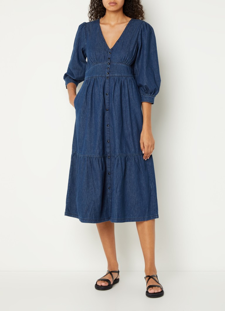 ba&sh Limi abito chemisier midi in chambray