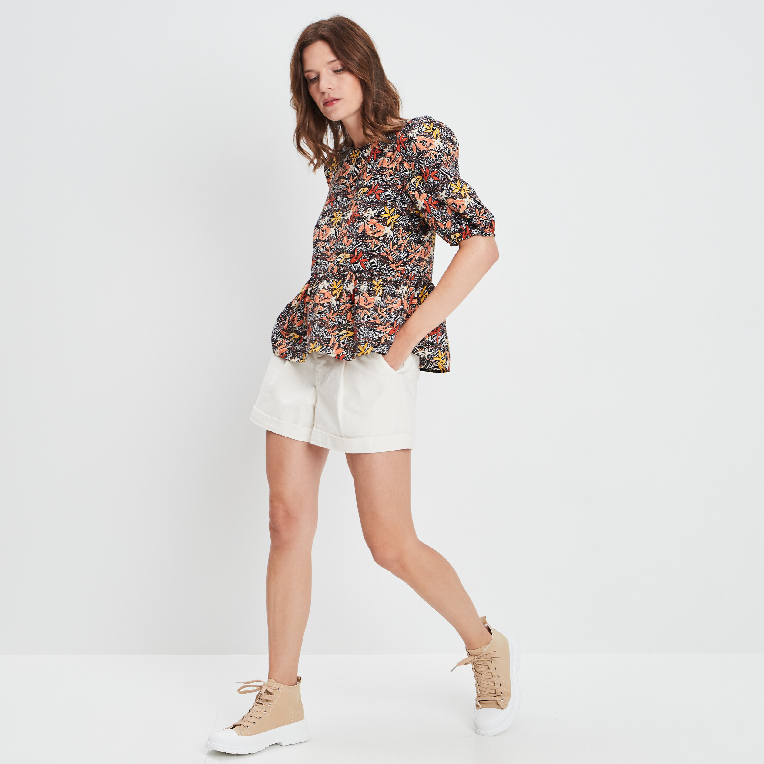 Blouse manches 3 4 rose poudrée femme | La Halle