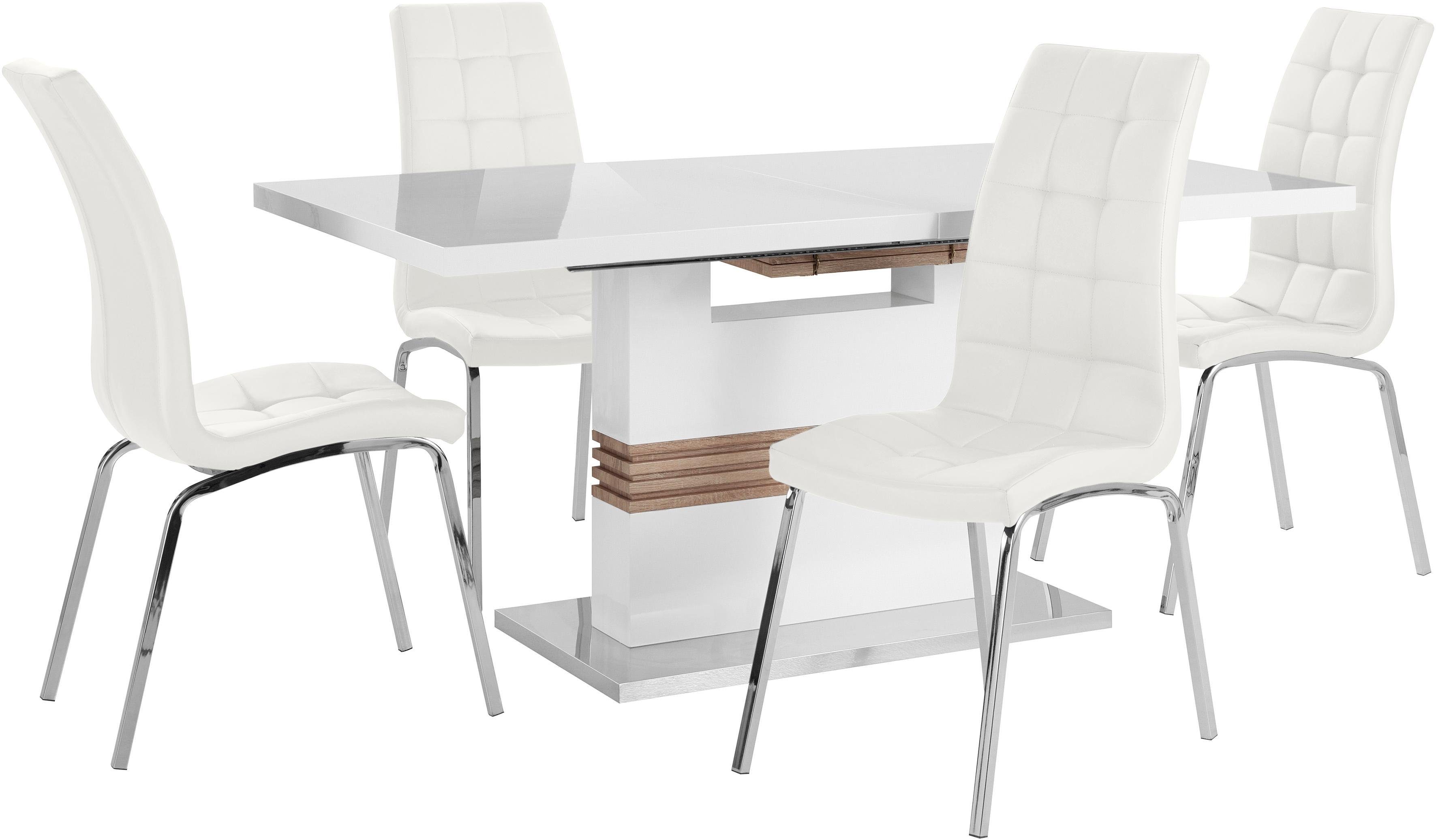 INOSIGN Essgruppe Perez/Lila, (Set, 5-tlg), mit 4 Stühlen, Tisch ausziehbar, Breite 160-200 cm