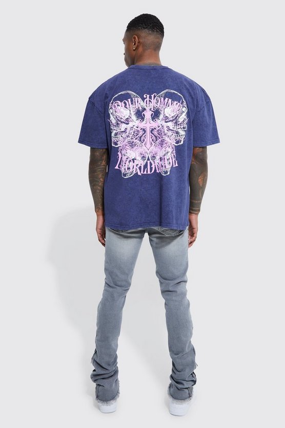 Oversize T-Shirt mit Totenkopf-Print