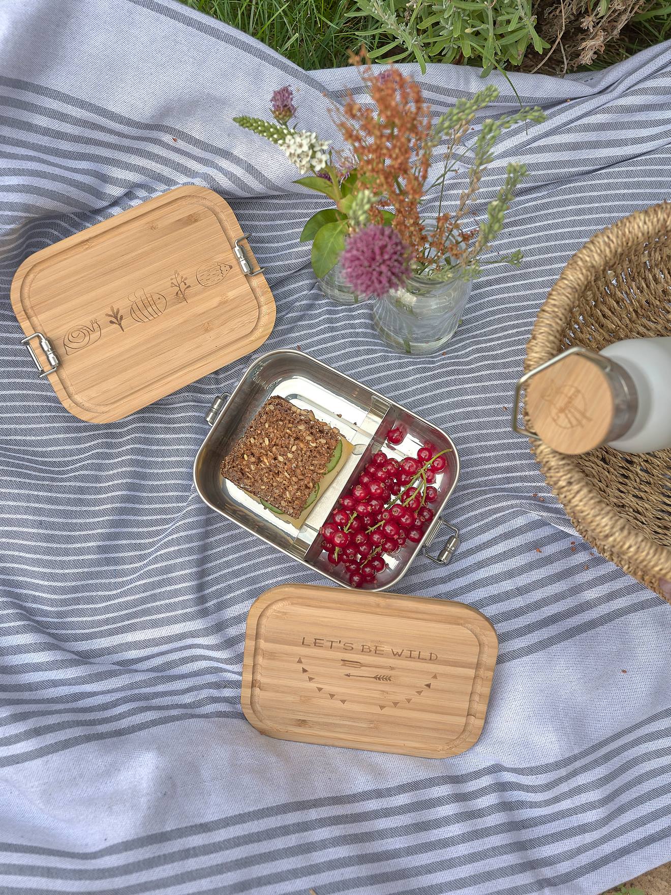 Boîte à goûter LÄSSIG inox bambou adventure