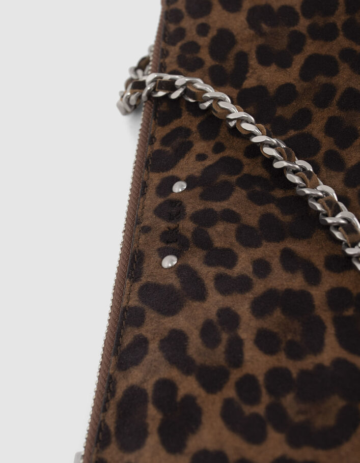 La pochette 111 camel cuir velours motif léopard Femme