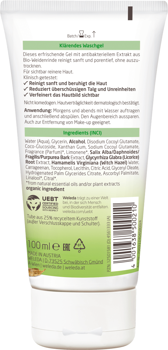 Waschgel Naturally Clear Weidenrinde, 100 ml