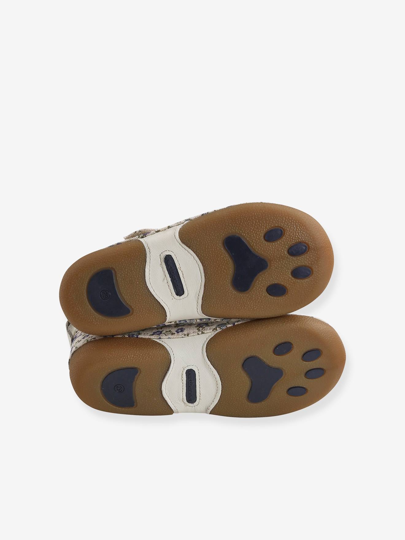Chaussons scratchés enfant en toile bleu imprimé