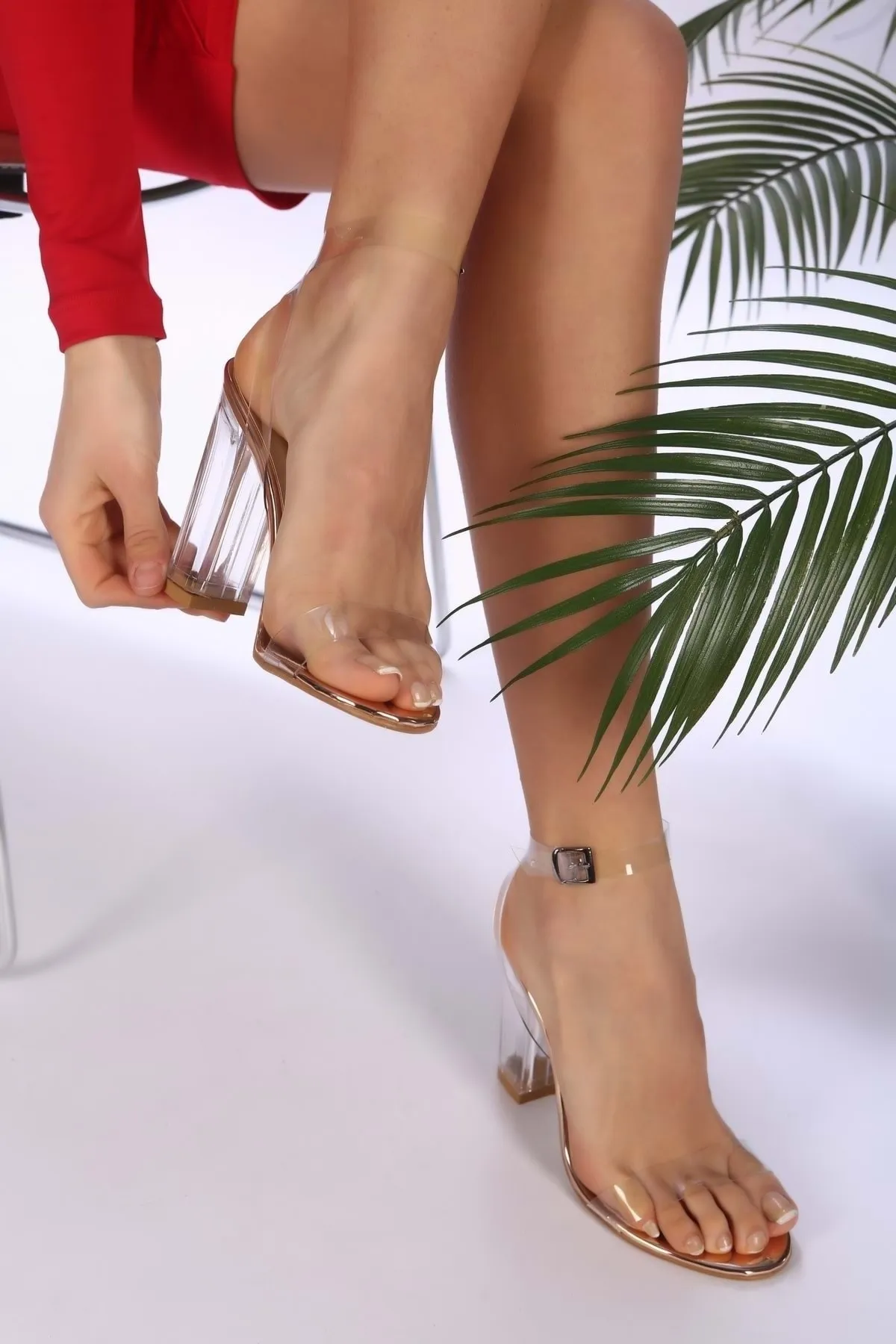 Shoeberry  Transparente Onante Rose-Schuhe mit Absatz für Damen