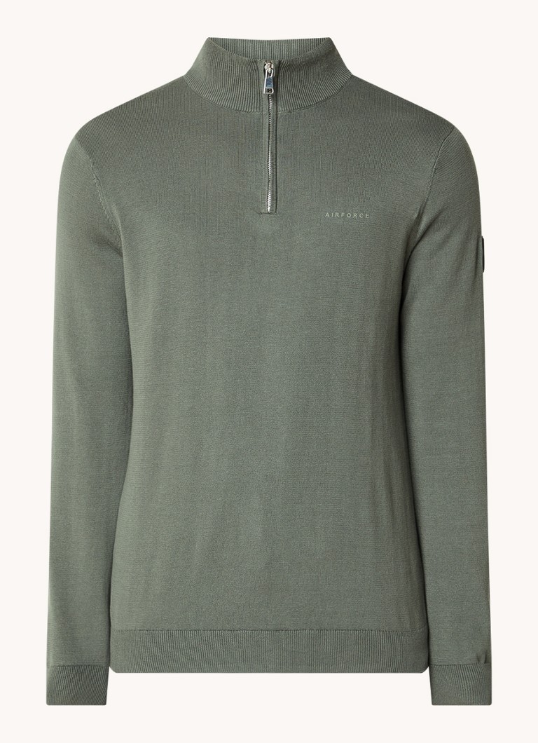 Airforce Fine-knit sweater with half zip