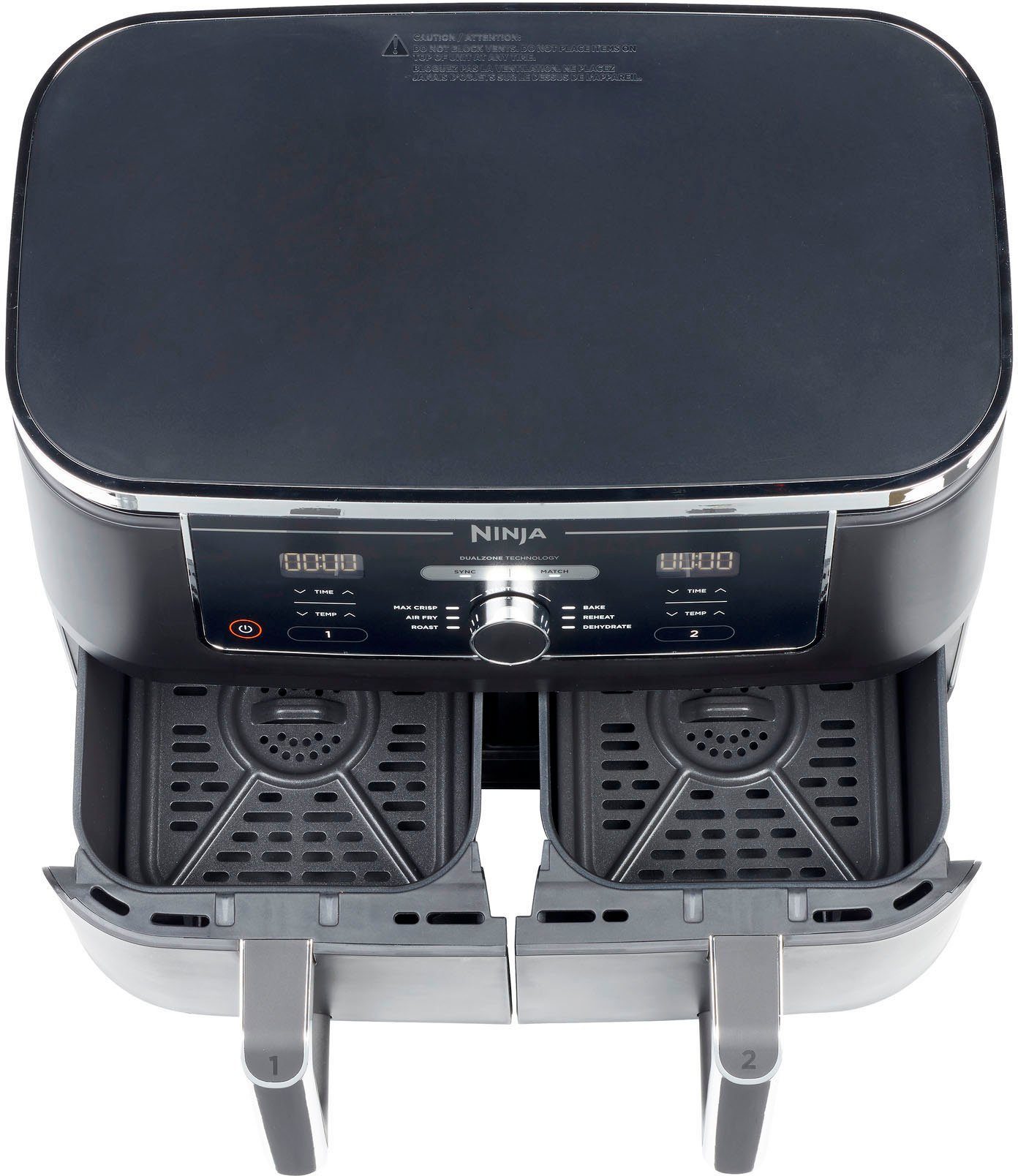 NINJA Heißluftfritteuse Foodi AF400EU Dual Zone Airfryer, 2470 W, Kapazität je 1,4 kg, incl. 2 Crisper Gittereinsätze