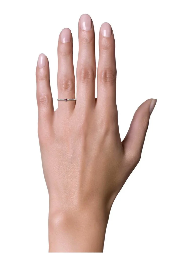 Anello Diamond Point in oro bianco con rubino da 0,04 ct, 