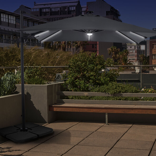Alu-LED-Solarpendelschirm, 250 x 250 cm, anthrazit