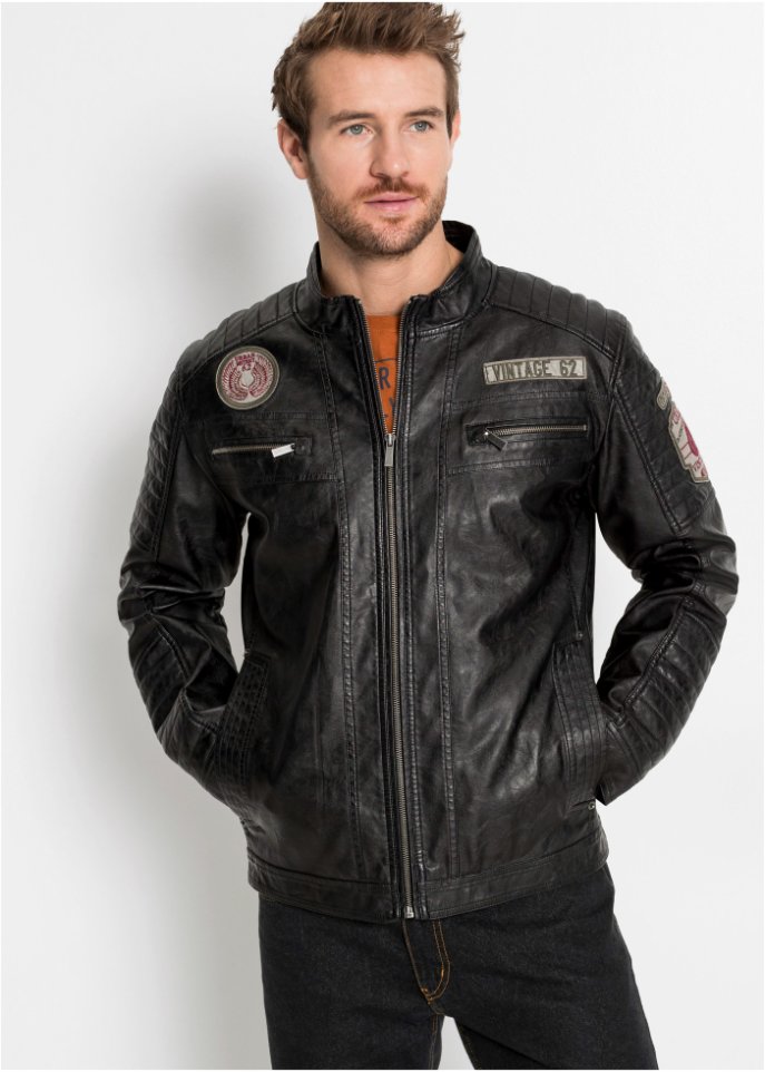 Lederimitat-Jacke