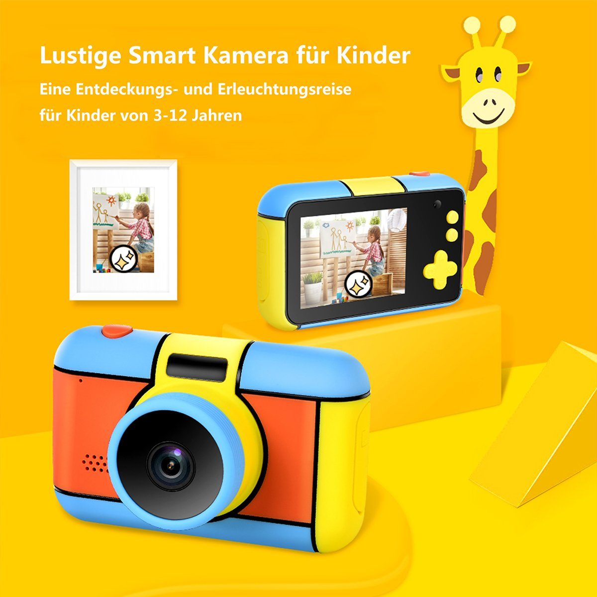 Kind Ja Kameras für Kinder, Spielzeugkamera,2,4 Zoll, Spielzeug, 32 Megapixel Kinderkamera (Wiederaufladbare Front- und Rückkamera für Ihre Kinder)