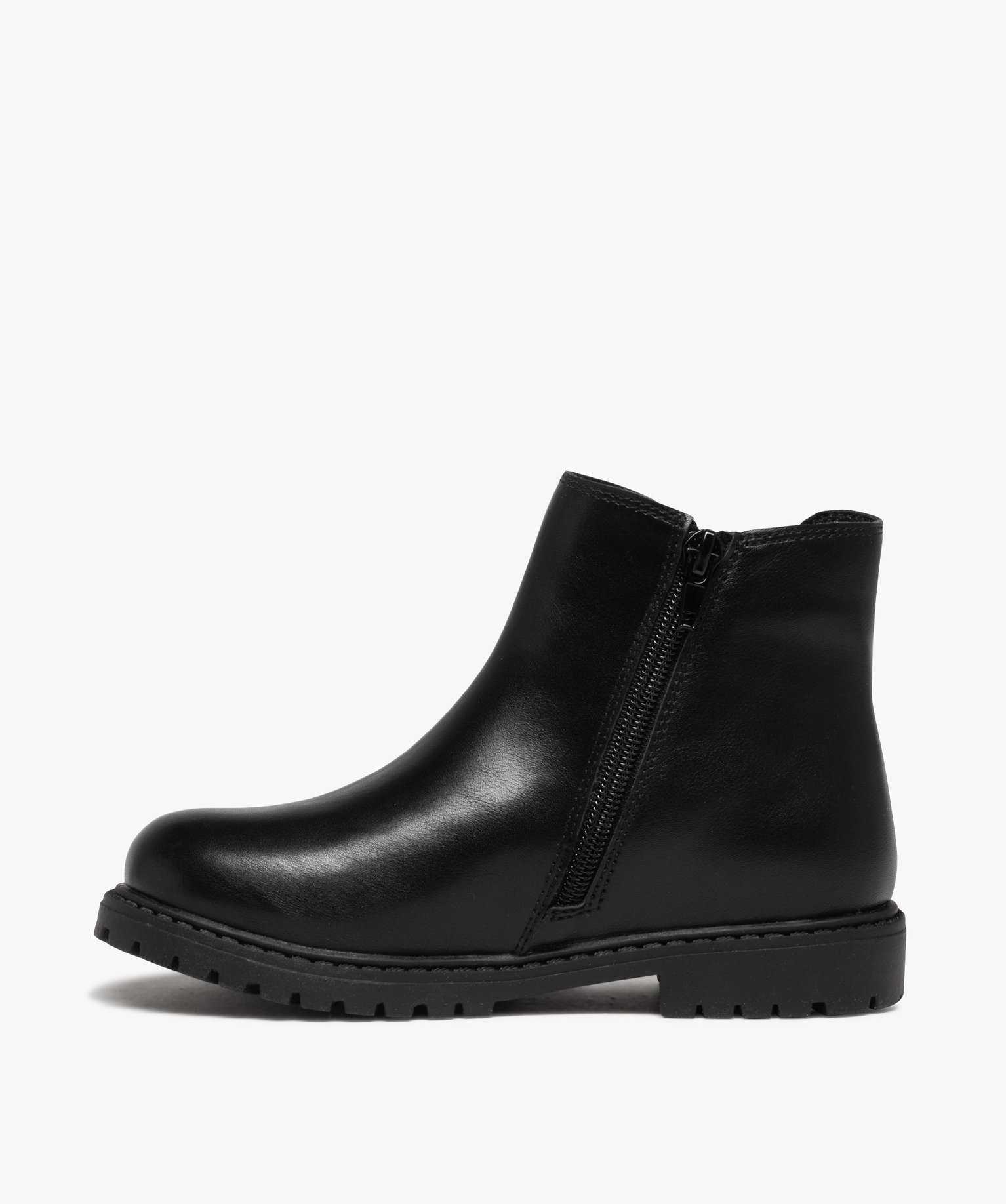 Boots fille style Chelsea unies à semelle crantée noir | GEMO