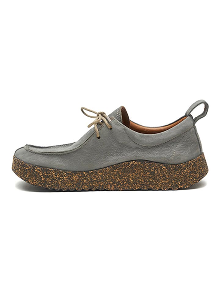 Comfortfusse Leder-Schnürschuhe in Grau günstig kaufen