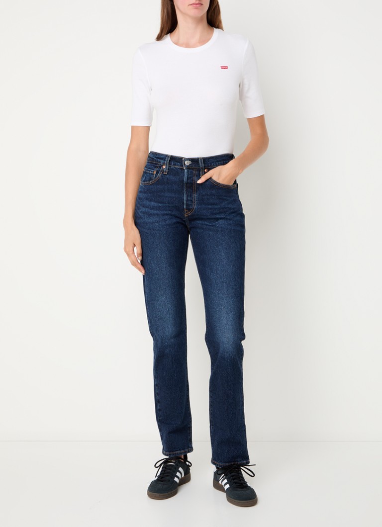 Blugi Levi's 501 cu talie înaltă și croială dreaptă, într-o nuanță închisă