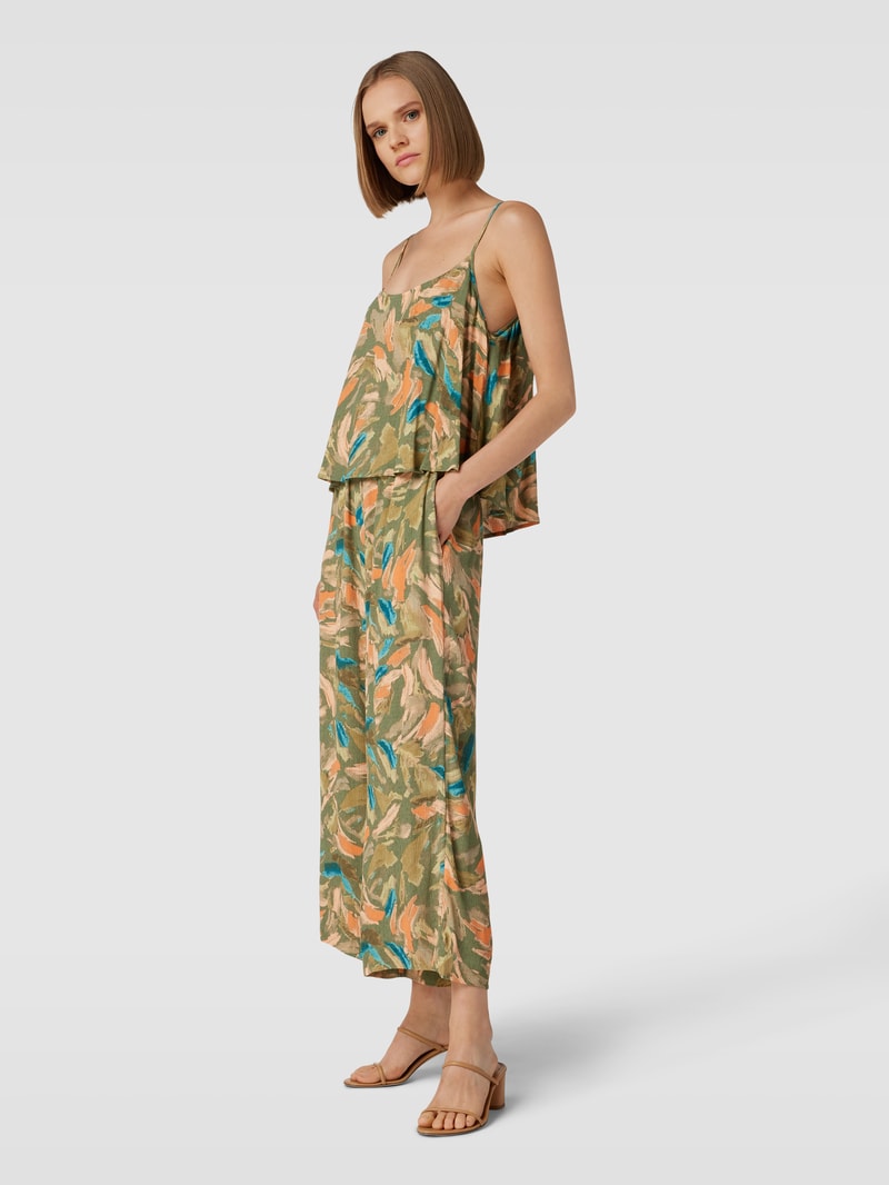 Jumpsuit aus Viskose mit Allover-Muster in khaki