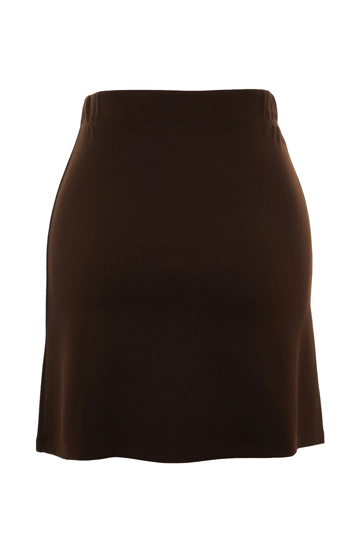 Trendyol Collection  Brauner Mini-Strickrock mit Schlitz und hoher Taille TWOAW23ET00045