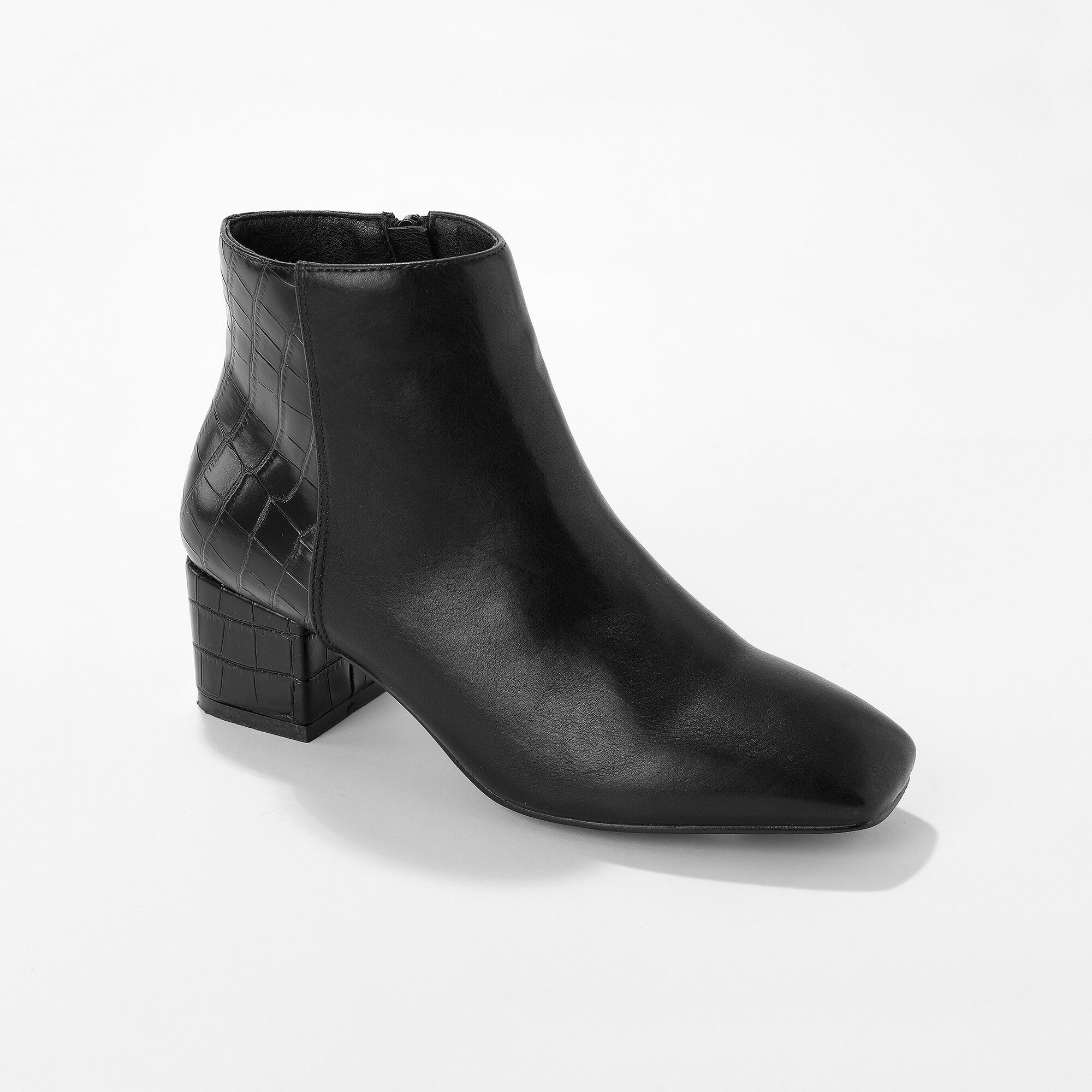 Boots bout carré, dos effet croco