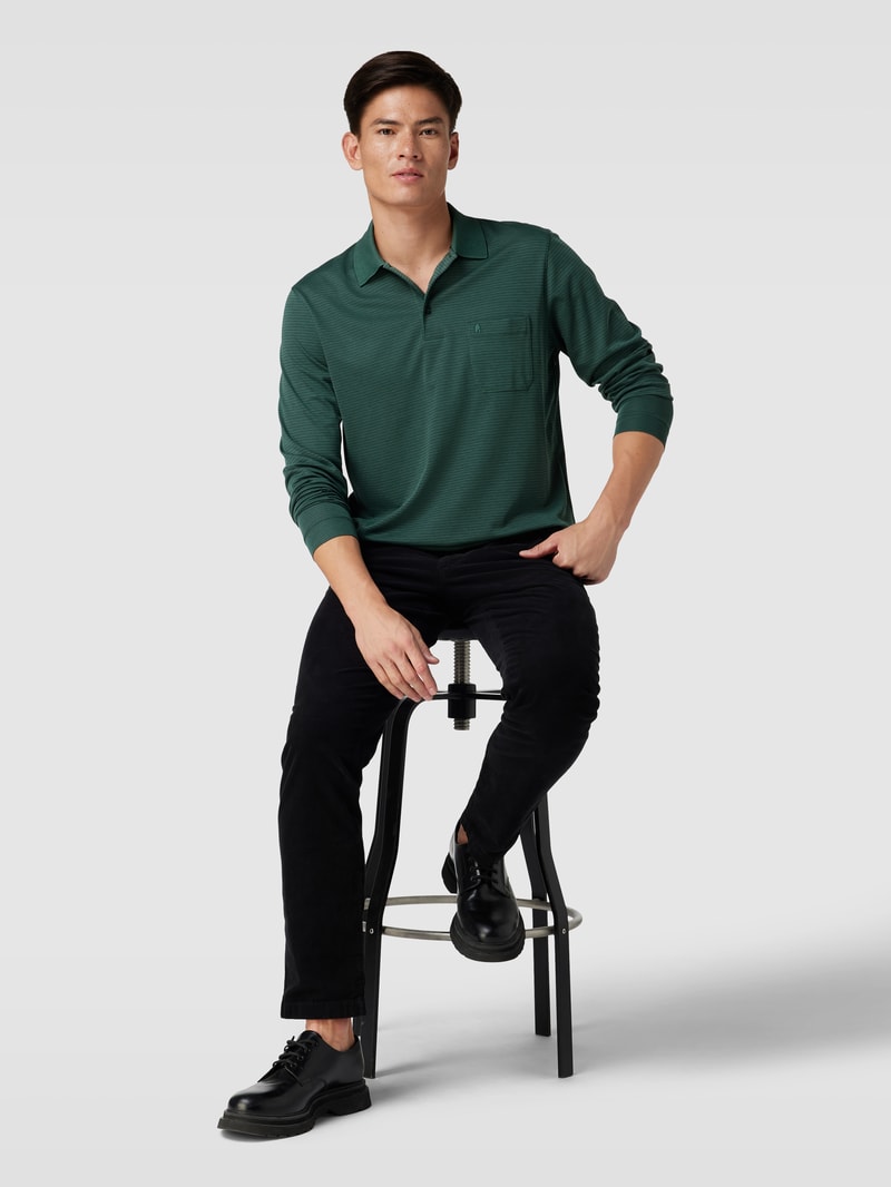 Poloshirt mit Streifenmuster in dunkelgrün
