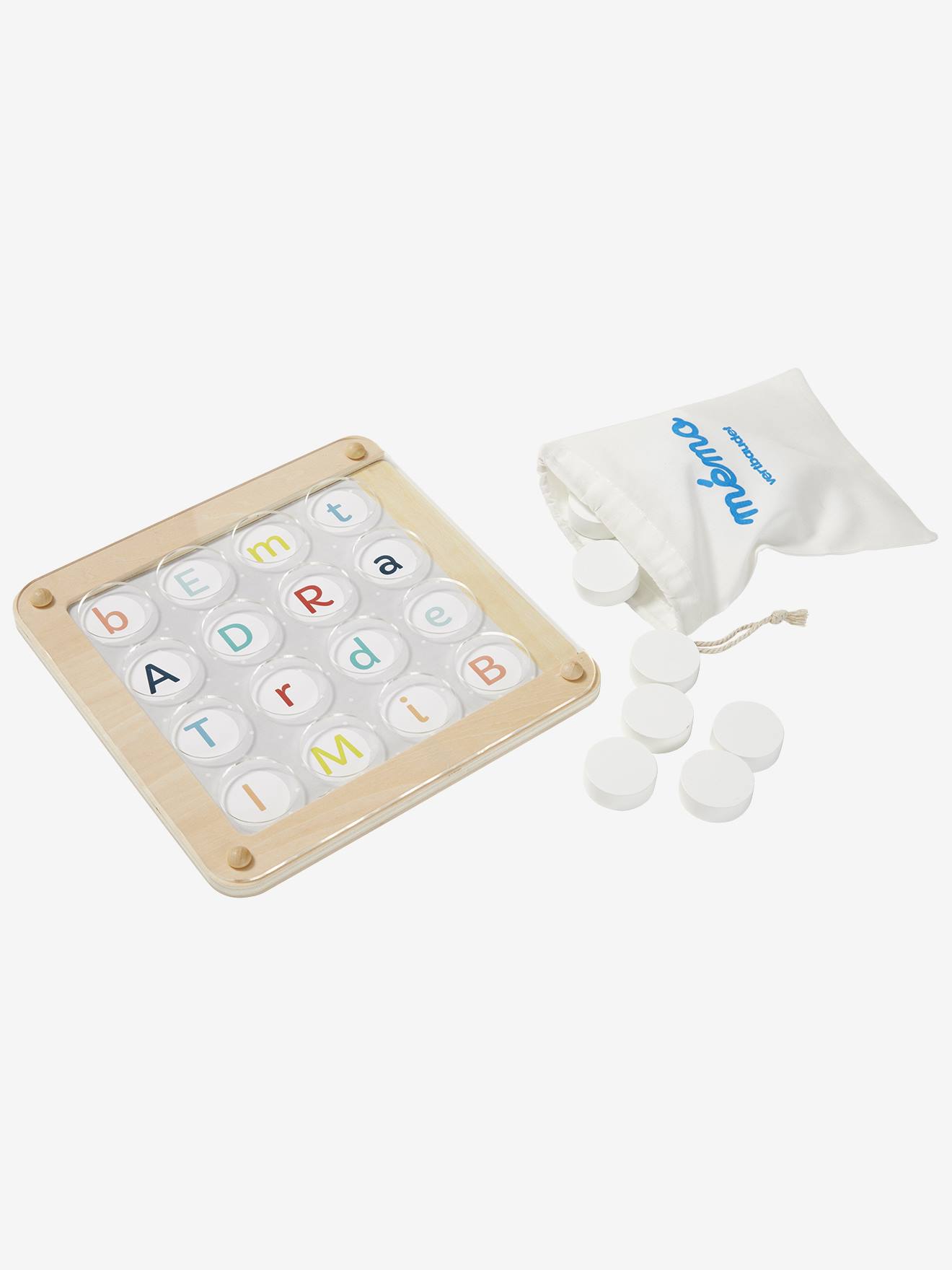 Jeu de Mémo sur plateau évolutif en bois FSC® blanc