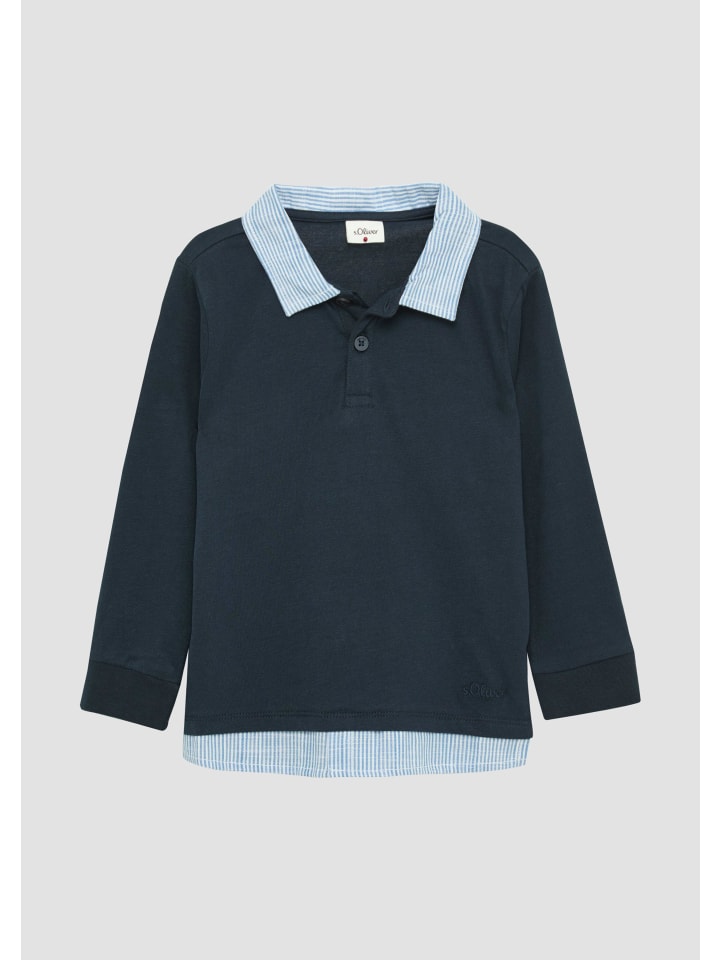 s.Oliver Polo-Shirt langarm in Blau günstig kaufen