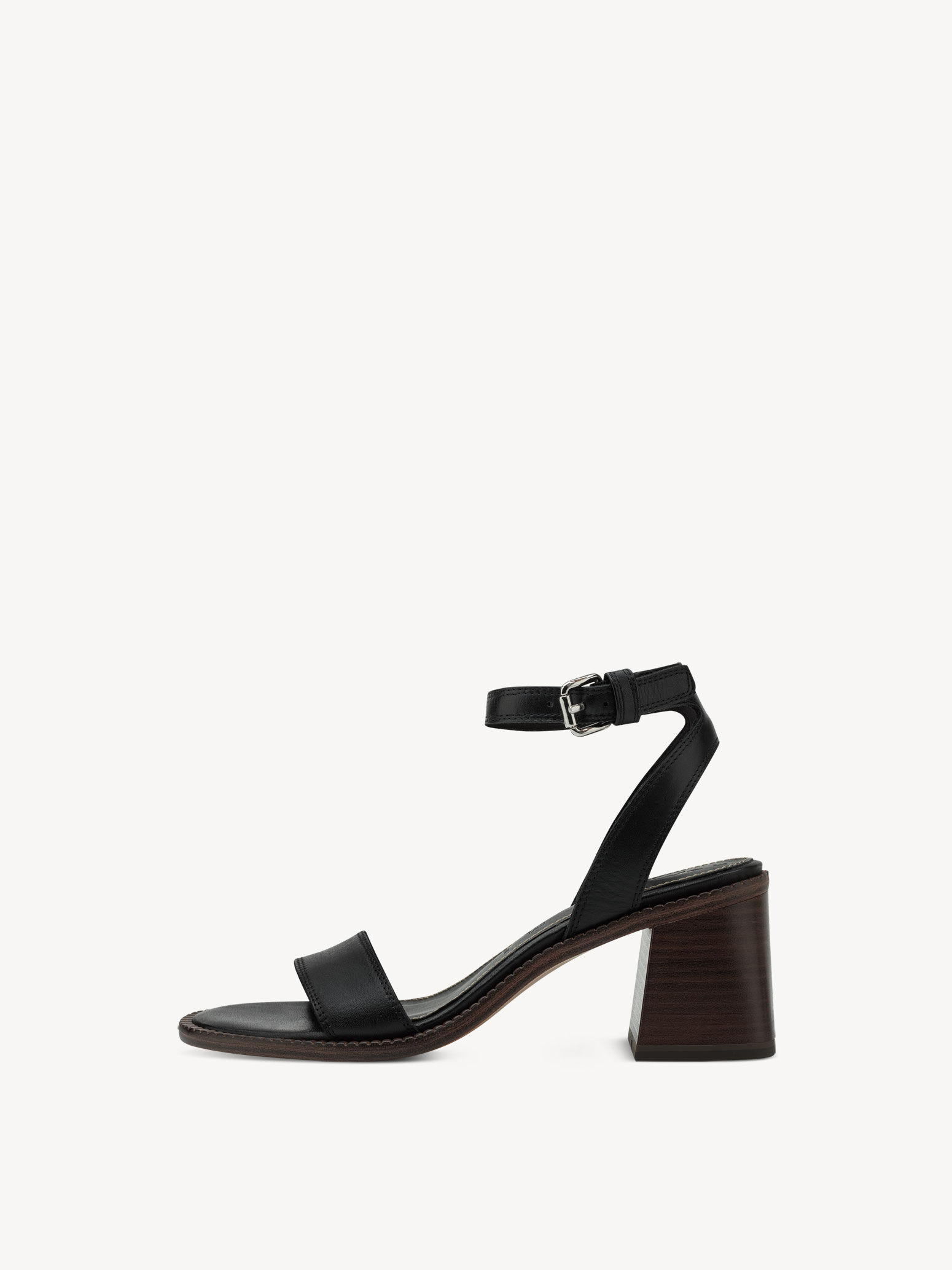 Sandale à talon en cuir - noir