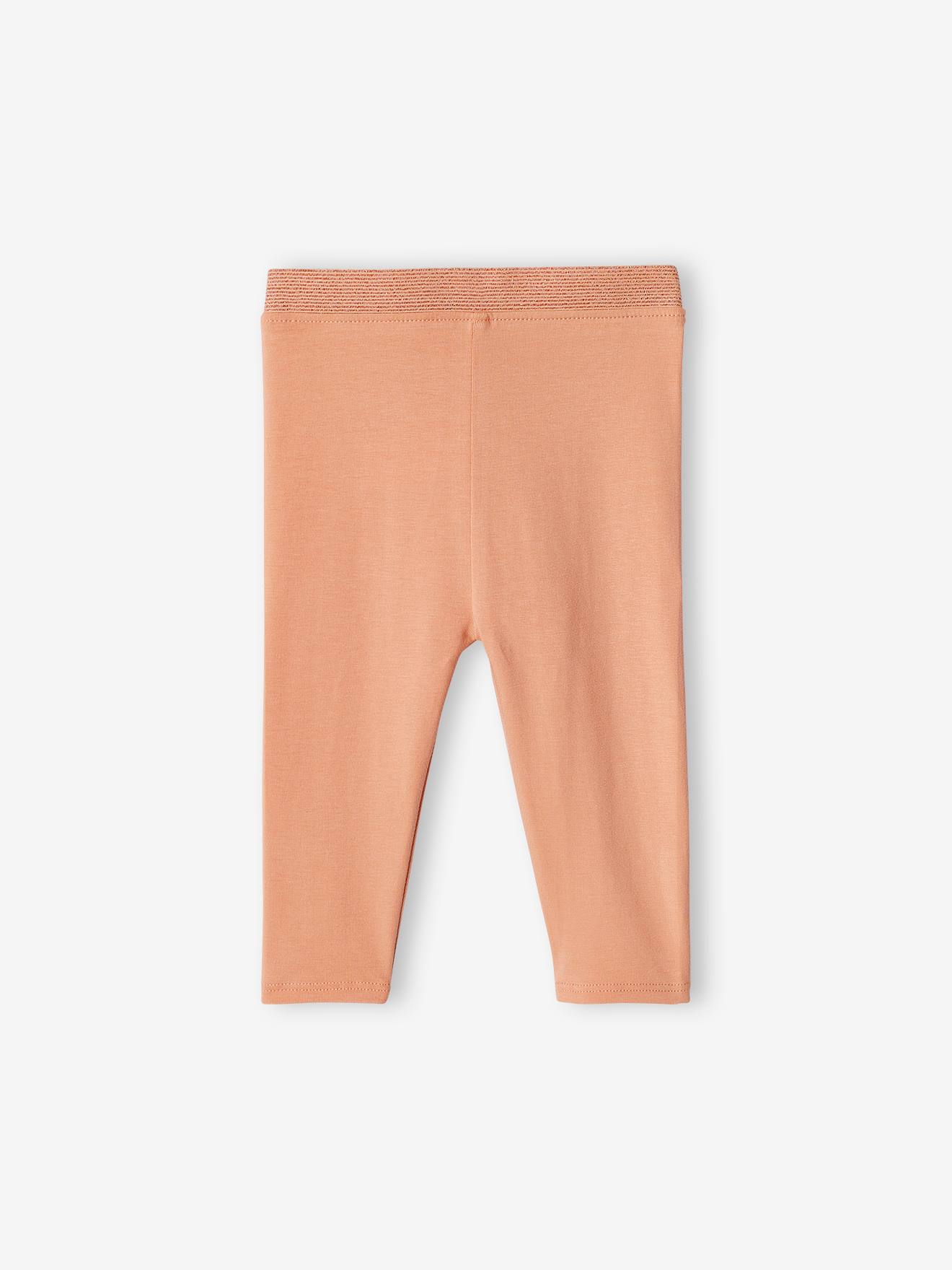 Legging bébé fille ceinture pailletée Oeko-Tex® abricot