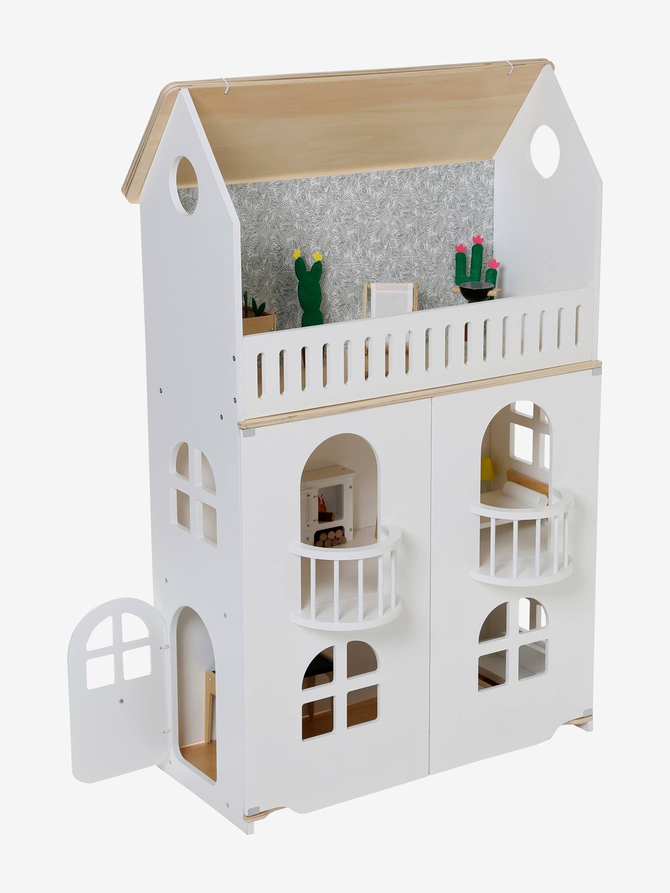 Maison de poupée mannequin Romantique en bois FSC® multicolore