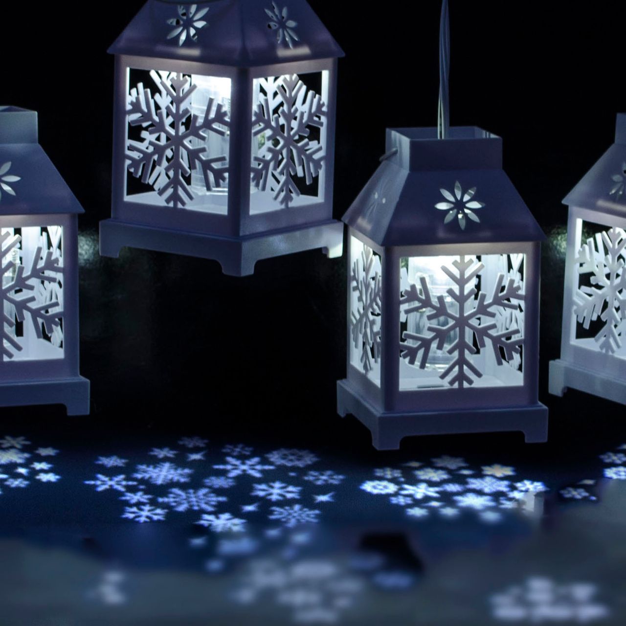 X4-Life X4-LIFE LED Laternen Lichterkette mit Schneeflocken Projektion