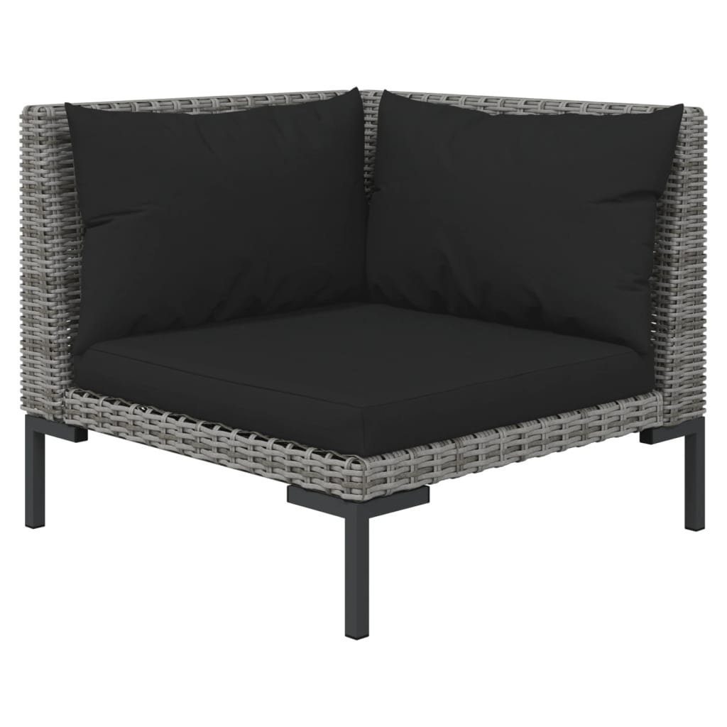 vidaXL Gartenlounge-Set 5-tlg. Garten-Lounge-Set mit Kissen Poly Rattan Dunkelgrau, (1-tlg)