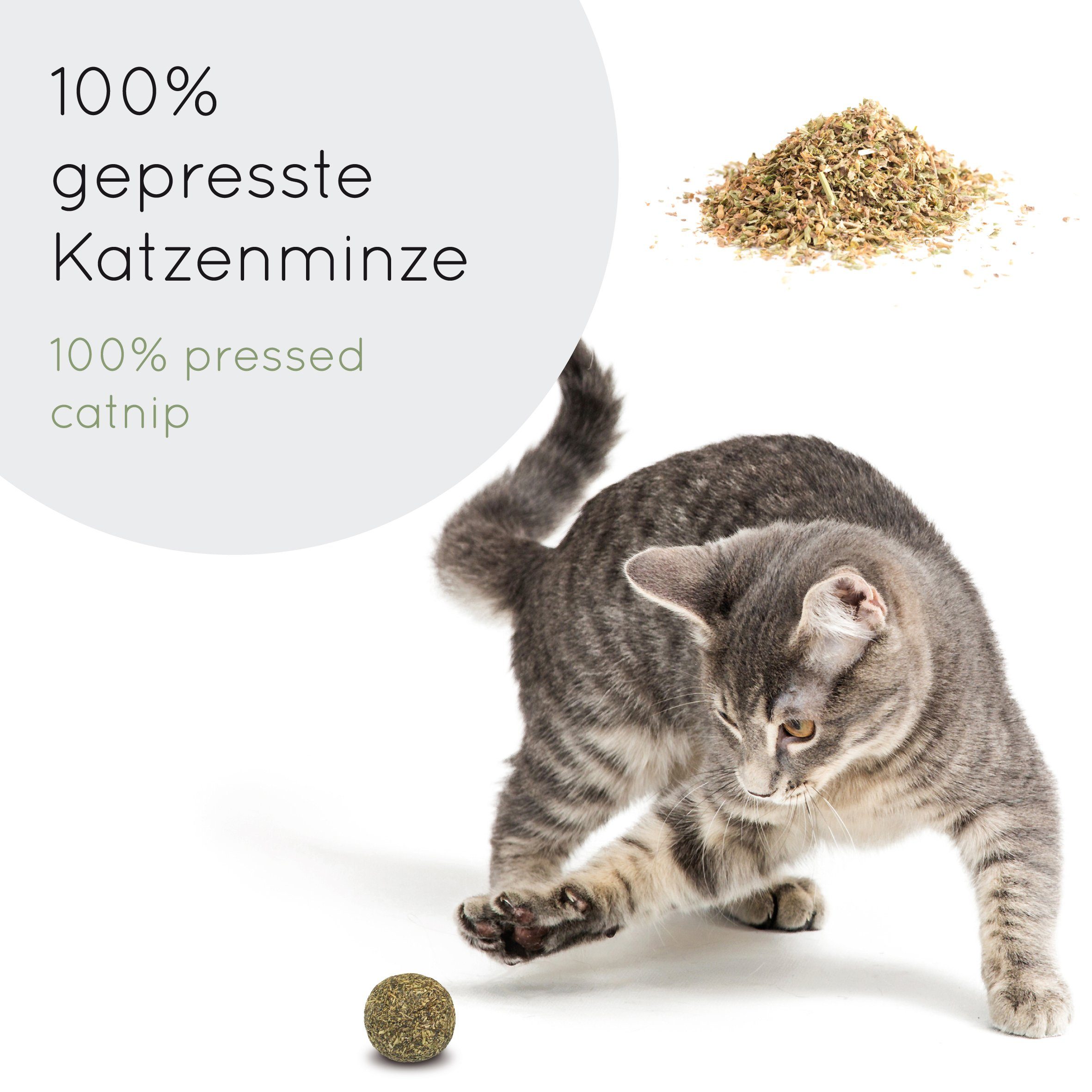 KaraLuna Tier-Beschäftigungsspielzeug 3x Katzenminze Bälle I Catnip Balls Minze Katze, Katzenminze, Getrocknete und gepresste Katzenminze