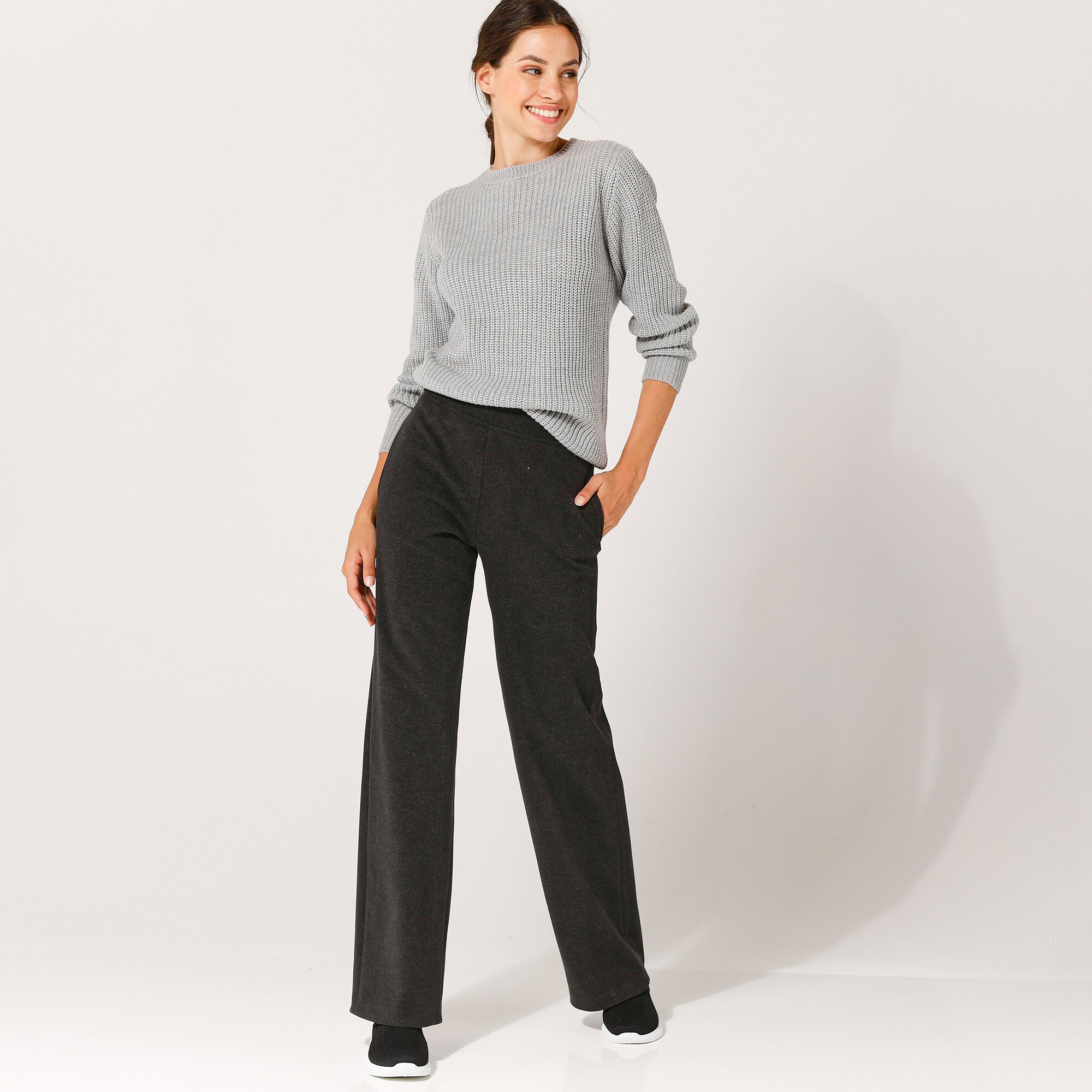 Pantalon large chaud, maille milano