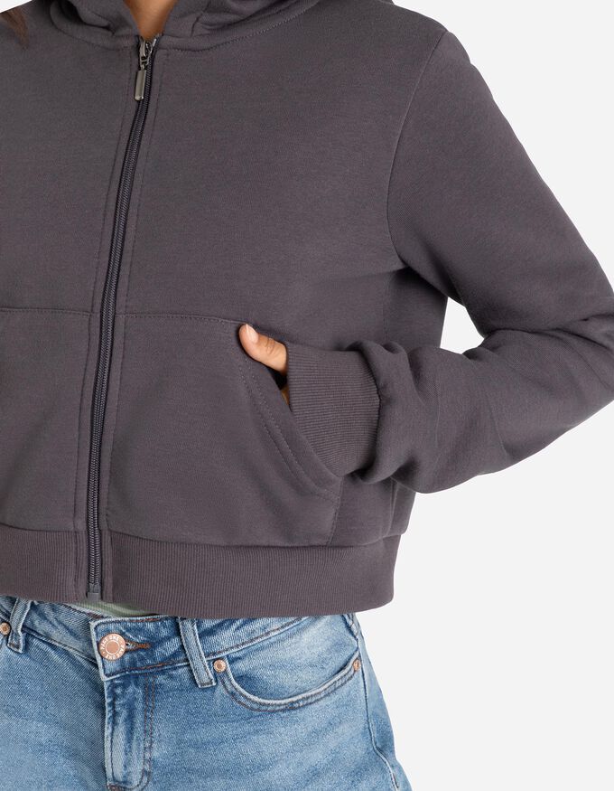 Cropped Sweatjacke - einfarbig