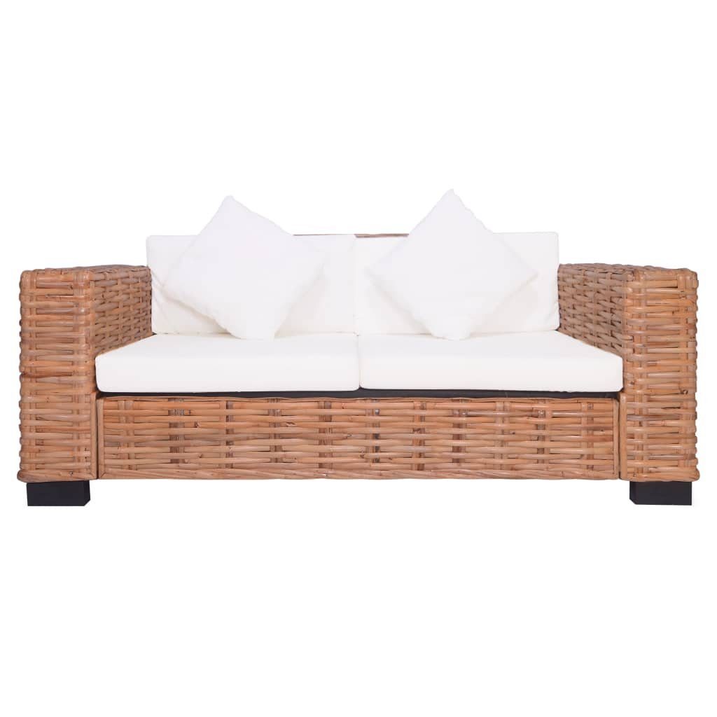 vidaXL Loungesofa 2-Sitzer Gartensofa Natürliches Rattan, 1 Teile