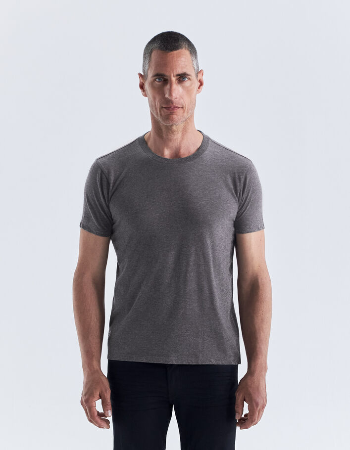 T-shirt gris upcyclé à doupions Homme