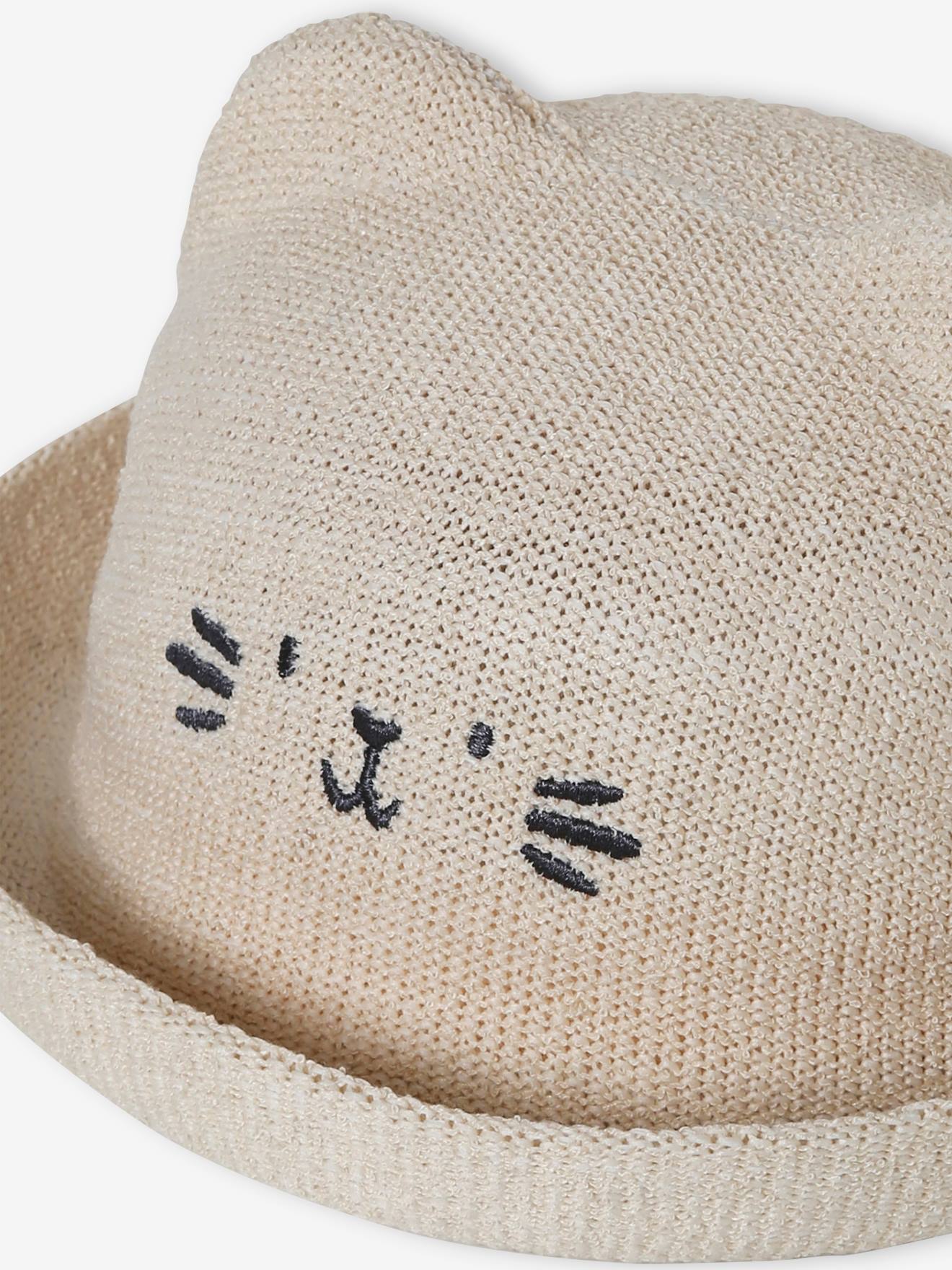 Chapeau forme chat bébé fille sable