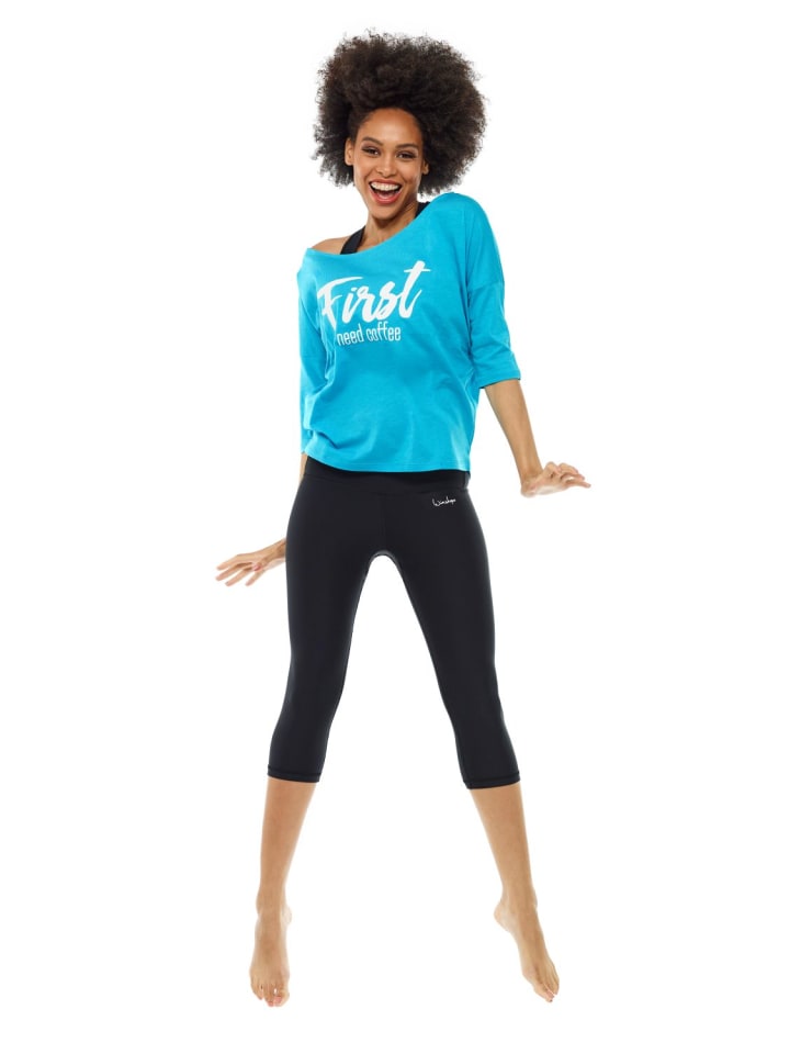 Winshape ¾-Arm Shirt Ultra Light mit Glitzer-Aufdruck MCS001 in sky blue/glitzer/weiß günstig kaufen