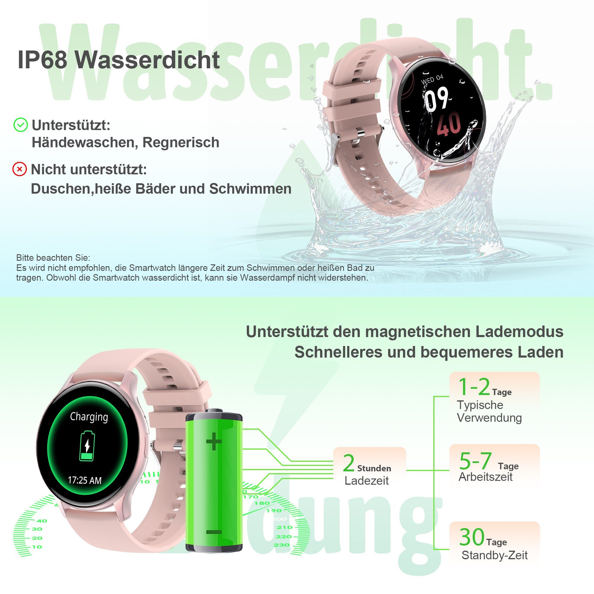 Mutoy Smartwatch für Damen Herren, Fitness Tracker Uhr Smartwatch (1,43 Zoll Runde AMOLED Touchscreen Zoll) Telefon Uhr mit Anruffunktion, IP68 Wasserdicht Fitness Uhr mit, Pulsmesser Schrittzähler Schlafmonitor Stoppuhr Musiksteuerung, Aktivitätstra
