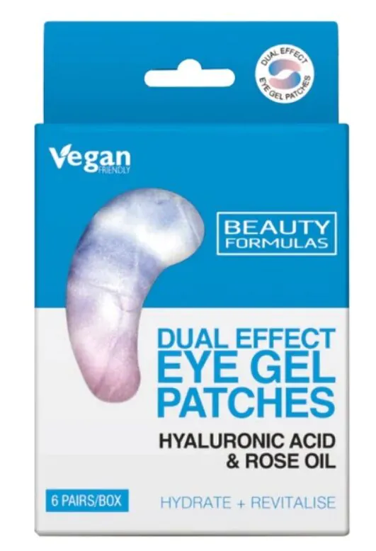 Patchs contour des yeux gel double effet Beauty Formulas à l'acide hyaluronique et à l'huile de rose