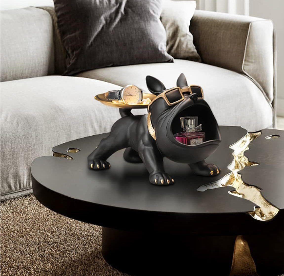 LENBEST Schlüsselbrett Schlüsselbrett Bulldogge Schlüssel Schale Schmuck Aufbewahrungsbox, (1 St., Modern Skulptur Deko für Flur Wohnzimmer), ist aus haltbarem harz