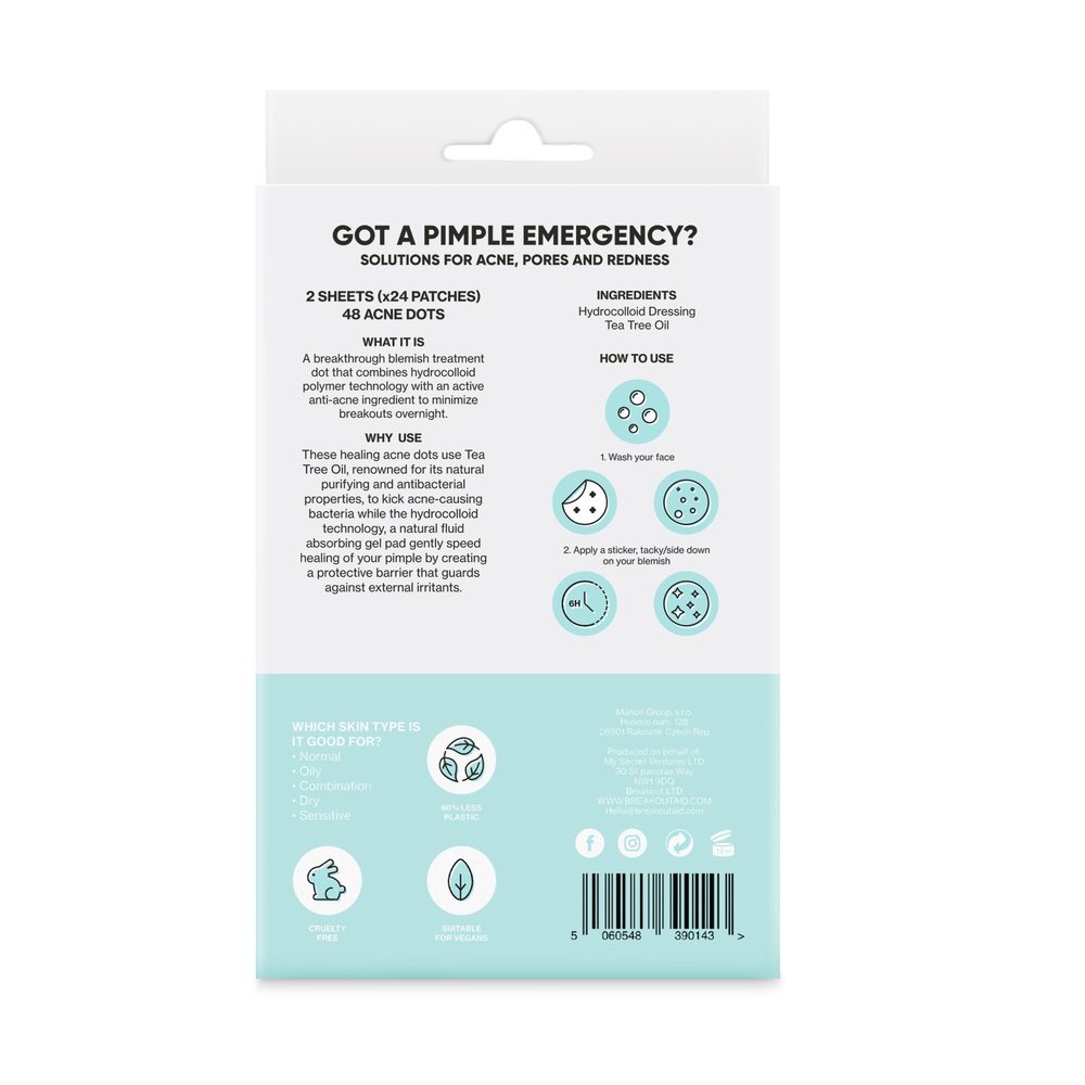 Breakout Aid Emergency dots for spots and blemishes with tea tree oil Traintemant de l'acnée