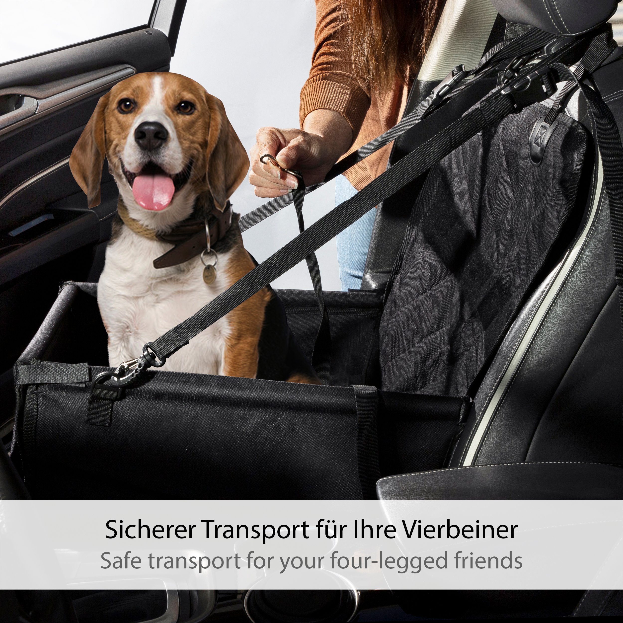 ONVAYA Hunde-Autositz Hundebox Auto, Hunde Autositz mit Anschnallgurt