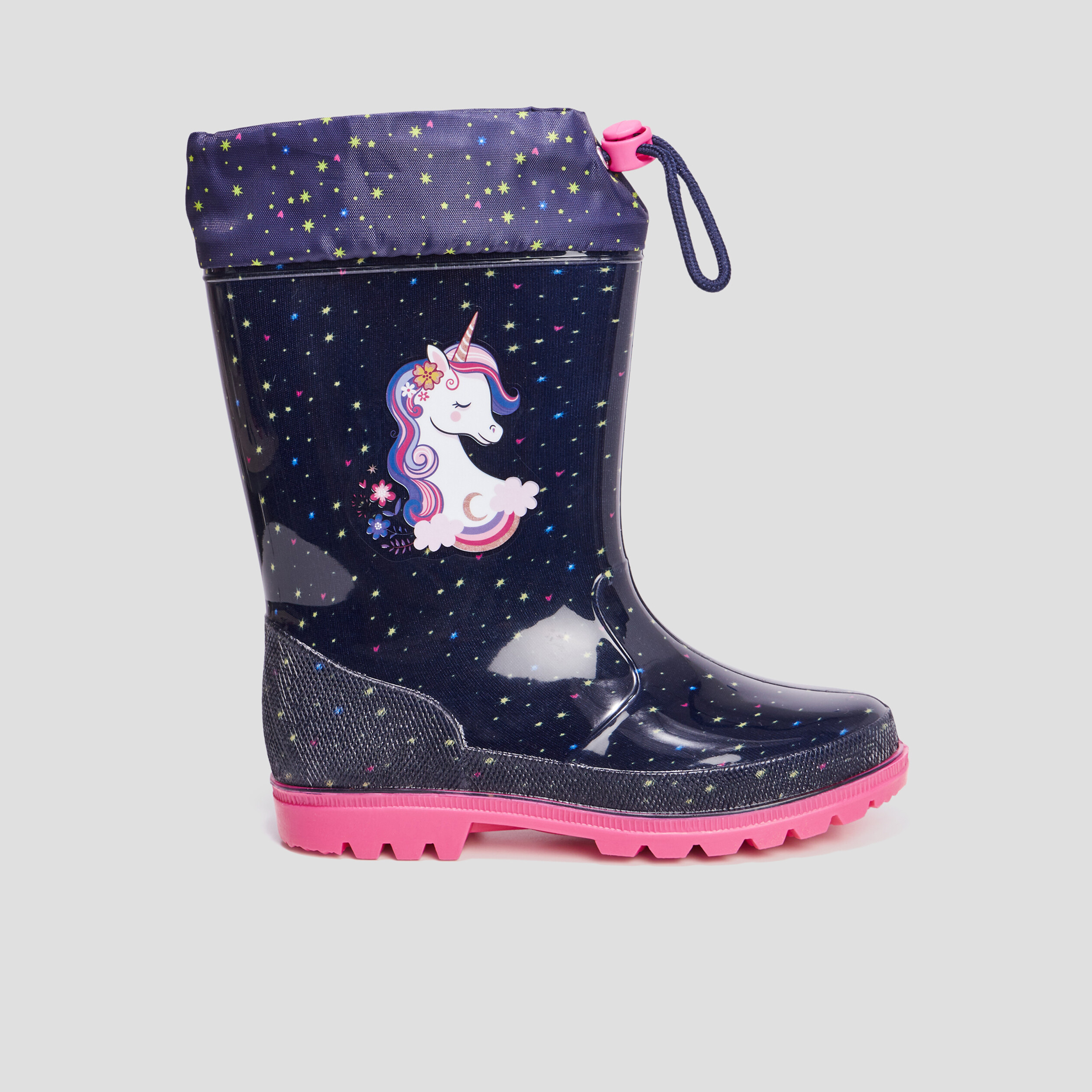 Bottes de pluie avec coulisse bleu marine fille | La Halle