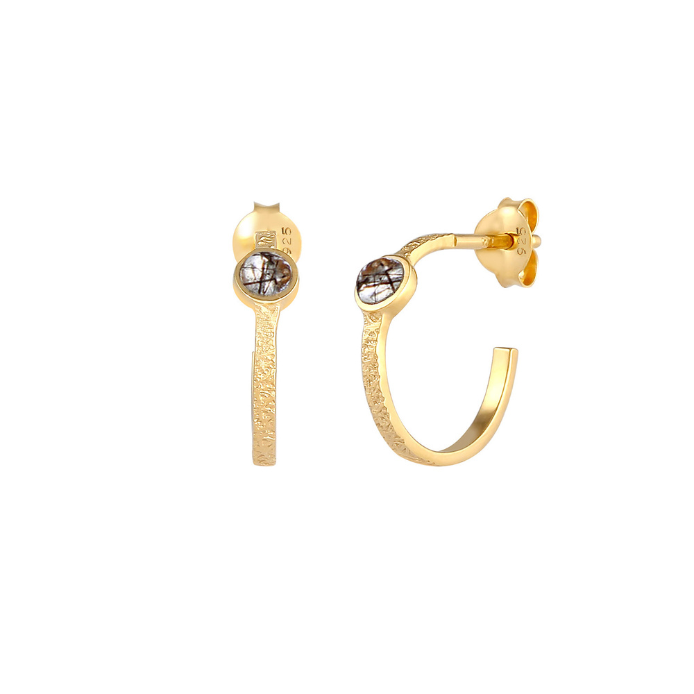 Elli Elli Boucles d'Oreilles Créoles élégantes pour dames avec quartz tourmaline en 92 Boucles d'oreilles