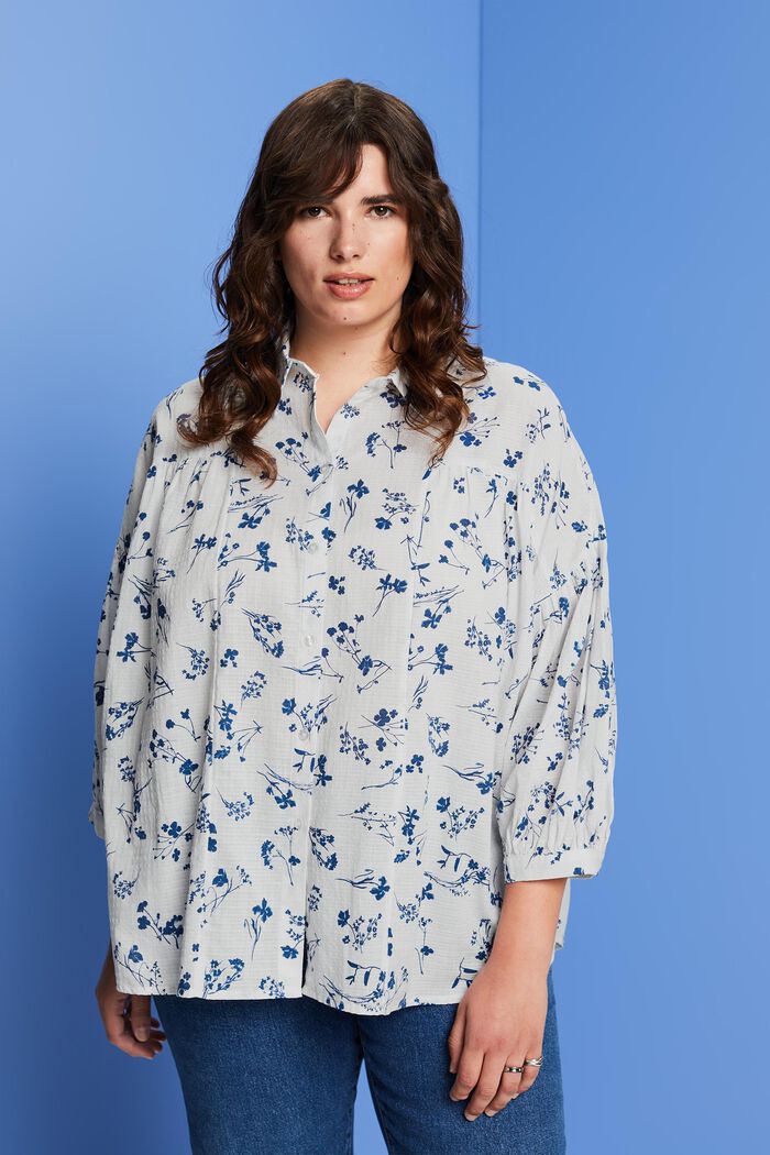 CURVY Oversize-Hemdbluse, 100 % Baumwolle