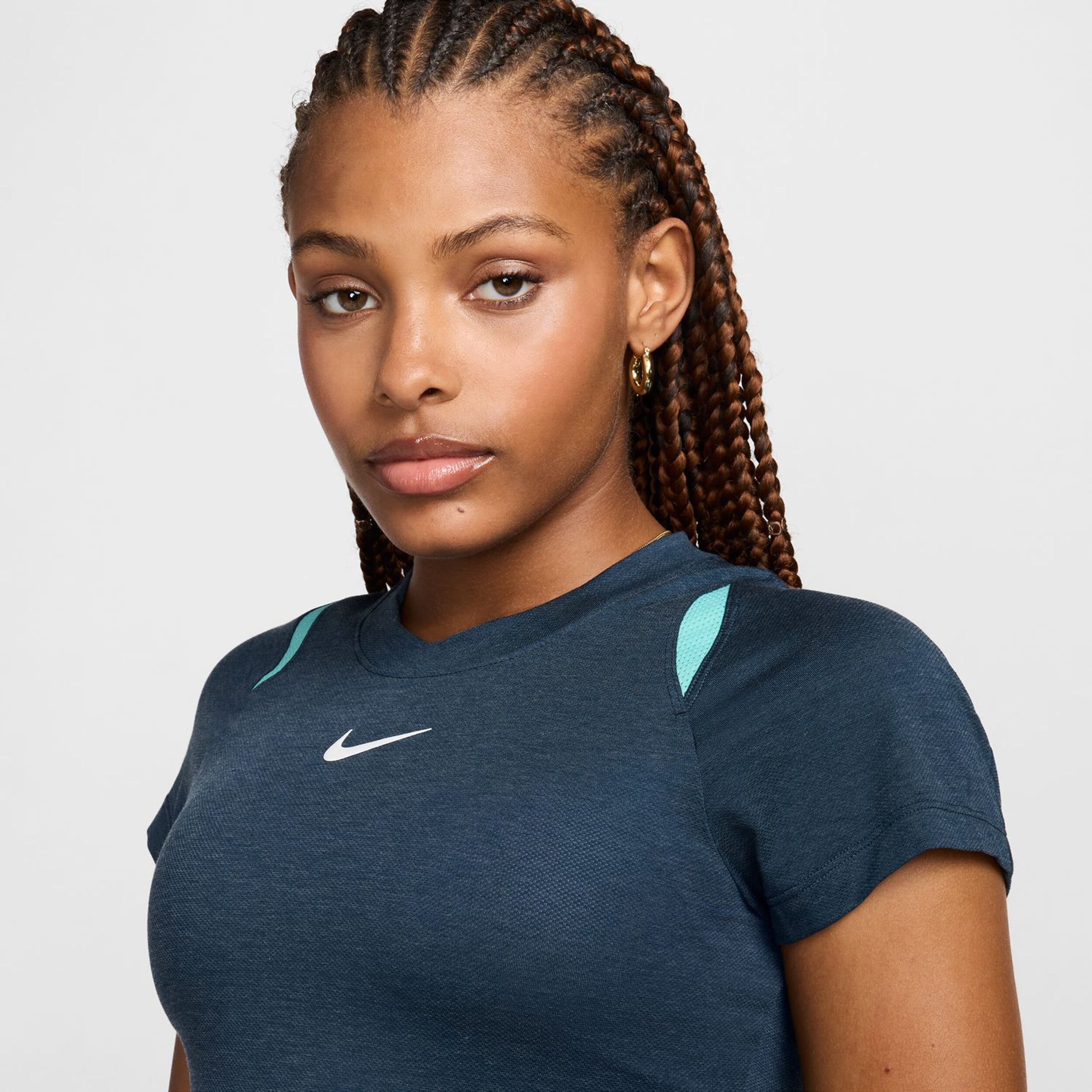 Dri-Fit Court Advantage T-Shirt Damen - Dunkelblau, Türkis